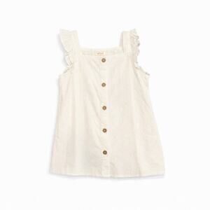 Cat & Jack Girls White Eyelet Flutter Sleeve Tank Top Size L 10/12